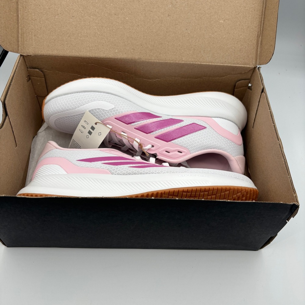Adidas Runfalcon 5 J Shoes Kids Size 7 White Pink Running JP9396 - Picture 7 of 8